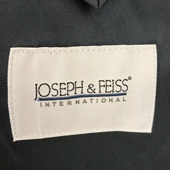 Joseph Feiss Mens 50R Blue Silk Wool Plaid Suit Jacket Blazer Windowpane